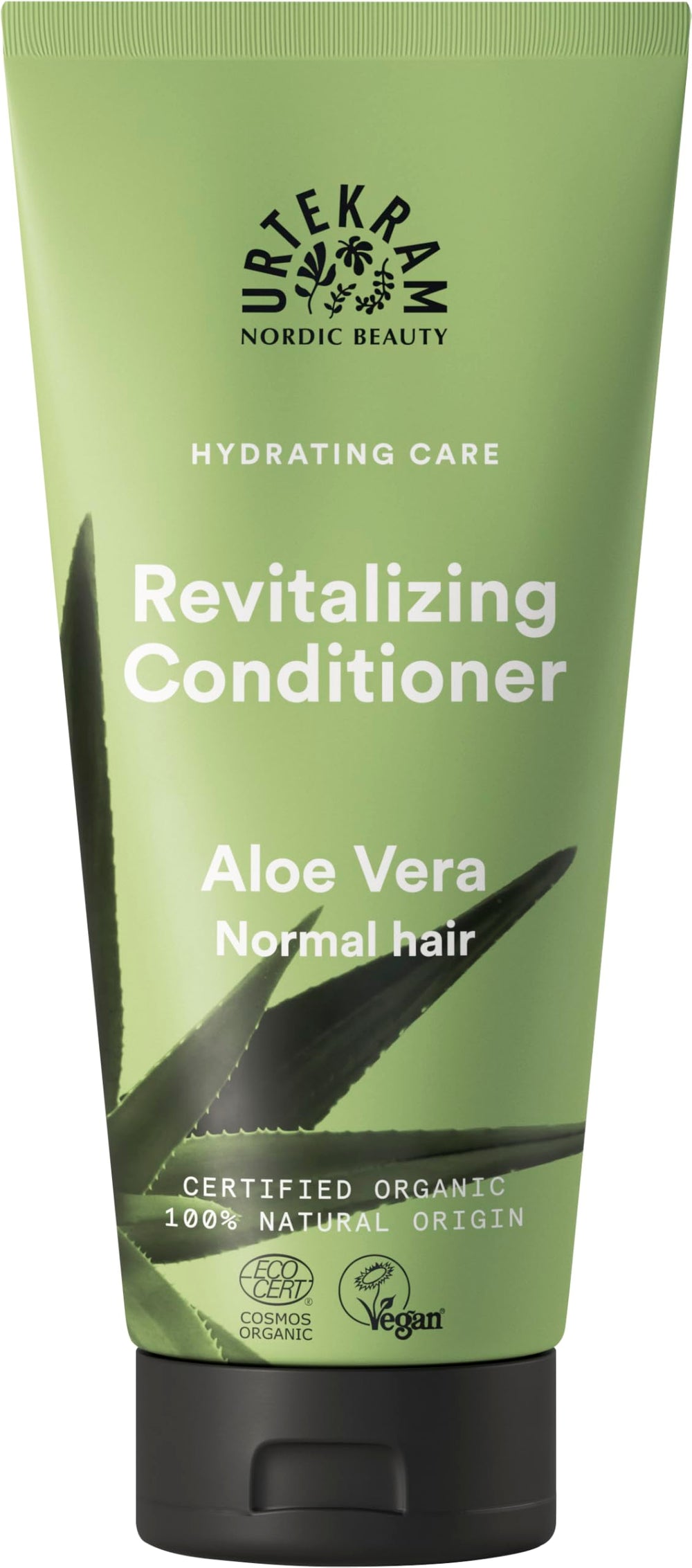 Urtekram Aloe Vera Conditioner bottle showing eco-friendly packaging for healthy hair.