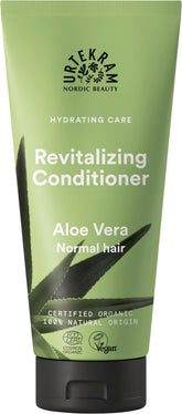 Urtekram Aloe Vera Conditioner bottle showing eco-friendly packaging for healthy hair.