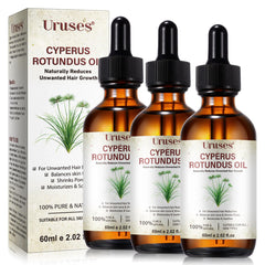 Uruses Cyperus Rotundus Oil bottle showing natural hair reduction and skin hydration