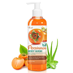URZTUL Persimmon Body Wash bottle pour demonstrates easy odor control.