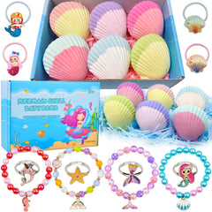 Usand Mermaid Bath Bombs reveal secret jewelry inside during bath time.