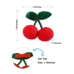 USBCele handmade crochet cherry clip with red and green accents for outfits
