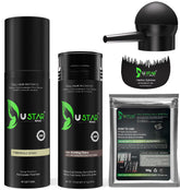 USTAR hair-building fibers in a 27.5g bottle blend seamlessly for a fuller look.