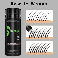 USTAR hair fibers before and after for a fuller appearance