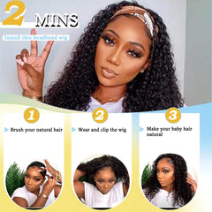 Usweety headband wig shows left-right combs and back strap for secure fit