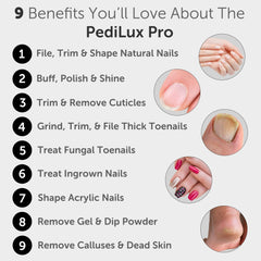 UTILYZE PediLux Pro 10-speed settings offer tailored nail shaping for thick nails.