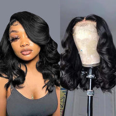UVVUVV wear-and-go glueless wig with a 4x4 lace front natural 14 inch bob