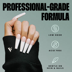 Nails before and after primer show enhanced base for gel or acrylic.