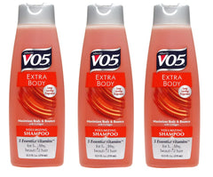 V05 Extra Body Shampoo bottle boosts volume for fine hair.