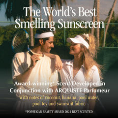 VACATION Classic Sunscreen Spray upside-down angle shows easy spray application.