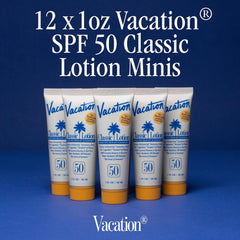 Vacation Mini Classic Lotion SPF 50 12-pack, ideal for gifting and party favors