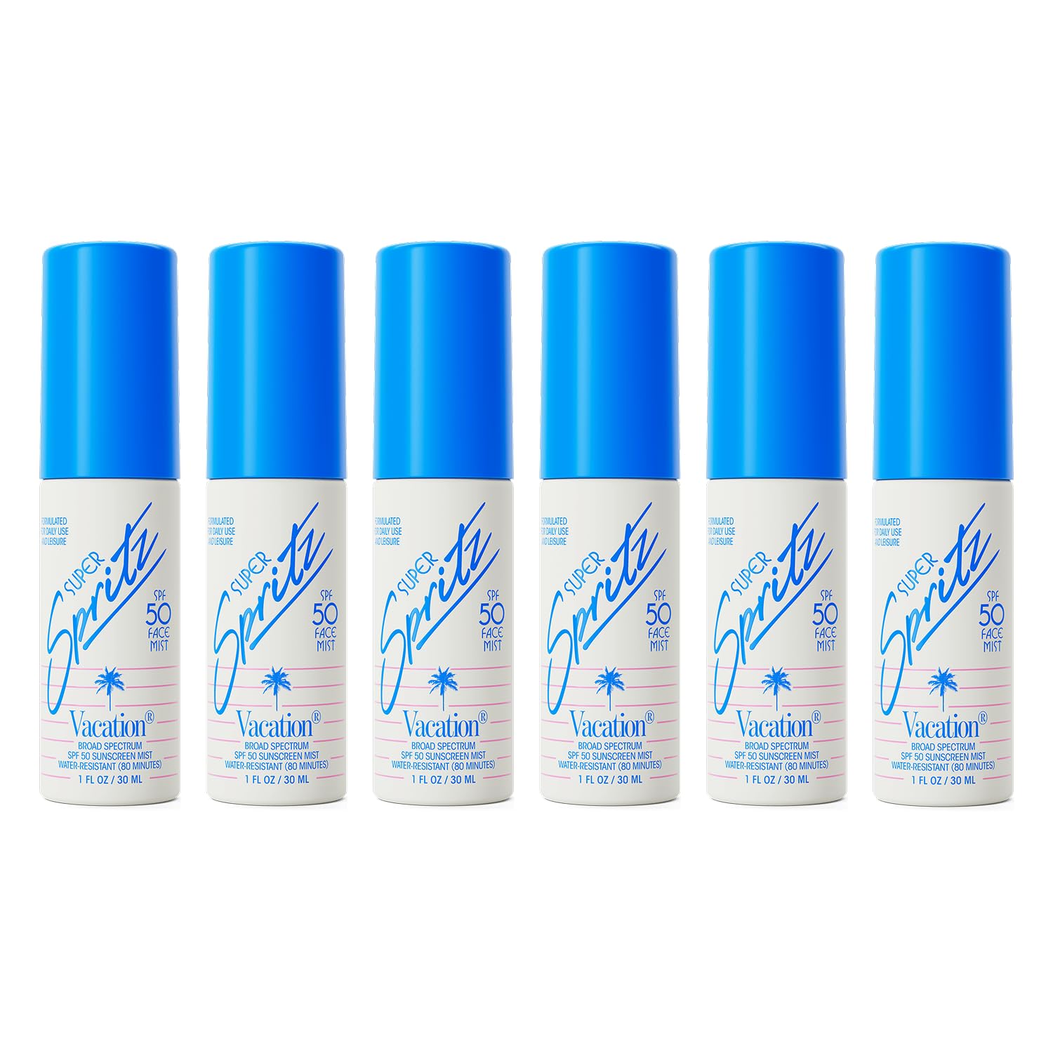 Vacation Mini Super Spritz SPF 50 bottle highlighting travel-friendly sunscreen