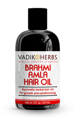 Vadik Herbs Brahmi Amla Hair Oil bottle with rosemary aroma for shine