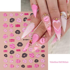 Valentines nail stickers are self adhesive for mess free nail art.
