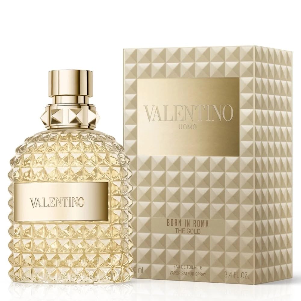 Valentino Born In Roma Gold EDT bottle on display, ideal for daily confident wear.