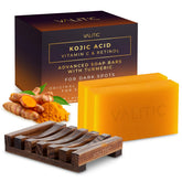 VALITIC Kojic soap bar close-up with turmeric swirl for brighter skin texture