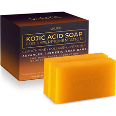 VALITIC Kojic Acid Soap bar closeup for a smooth, even-toned look.