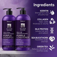 VanidoX purple conditioner bottle front supports moisture and manageability