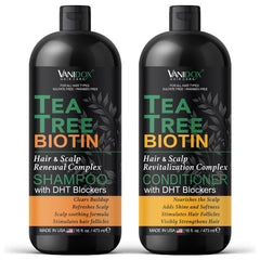 VANIDOX Tea Tree Shampoo bottle showing deep scalp cleansing and freshness