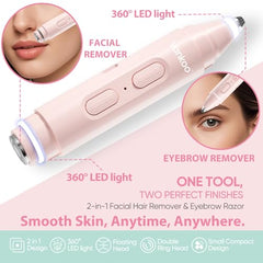Vankoo face hair remover with LED side view highlighting portable design