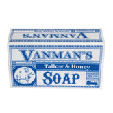 VanMan Beef Tallow and Honey bar soap packshot highlighting simple ingredients for skin