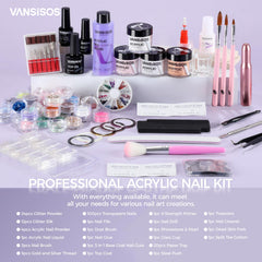 VANSISOS acrylic powder set with multiple colors for versatile designs