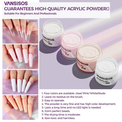 VANSISOS acrylic powder color range with four versatile shades