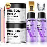 VANSISOS clear acrylic powder jar for natural-looking, durable nails.