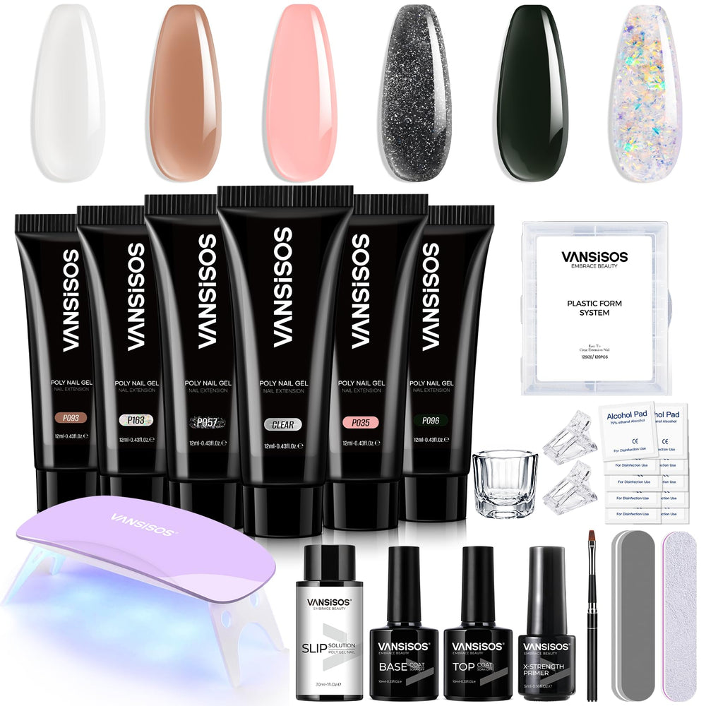 VANSISOS poly gel kit with six colors for versatile nail extensions