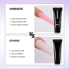 VANSISOS Poly Nail Gel Kit top coat provides long-lasting shine.