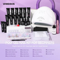 VANSISOS Poly Nail Gel Kit with UV lamp delivers fast cure for at-home nails.