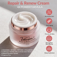 Varisea Retinol-Ceramides-Peptides bottle highlights gentle anti-aging action toward firmer-looking skin.
