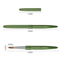 varnishea Kolinsky brush side view showing durable metal-stamped connection.