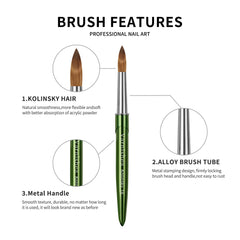 varnishea Kolinsky brush ready for powder nail art and tips.