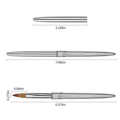 varnishea Kolinsky nail brush silvery metal handle provides durable grip for steady manicures