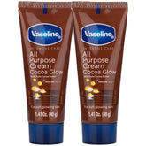 Vaseline Cocoa Glow travel cream two-pack for ultra-dry skin hydration on the go.