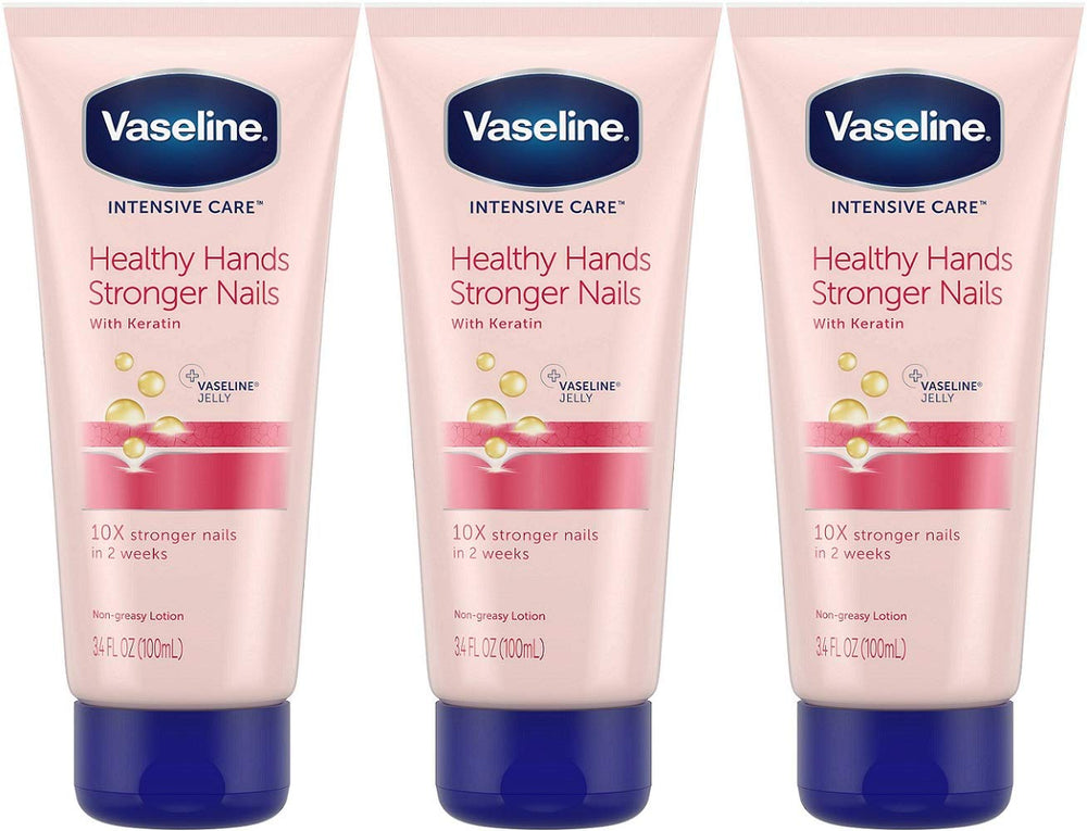 Vaseline Intensive Care Healthy Hands Stronger Nails Lotion pack of 3 tubes for on-the-go moisture and nail support