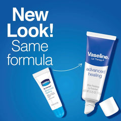 Vaseline Lip Therapy Advanced Formula close-up highlights smooth lip protection