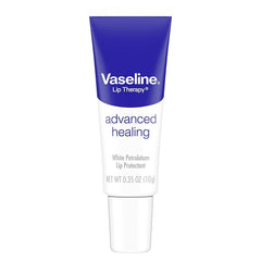Vaseline Lip Therapy Advanced Formula side-tube depicts slim lip care stick for daily hydration