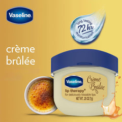 Vaseline Lip Therapy Creme Brulee Mini texture swirl highlights creamy non-greasy feel