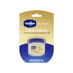 Vaseline Lip Therapy Creme Brulee balm pack for nourishing, smoothing lips.