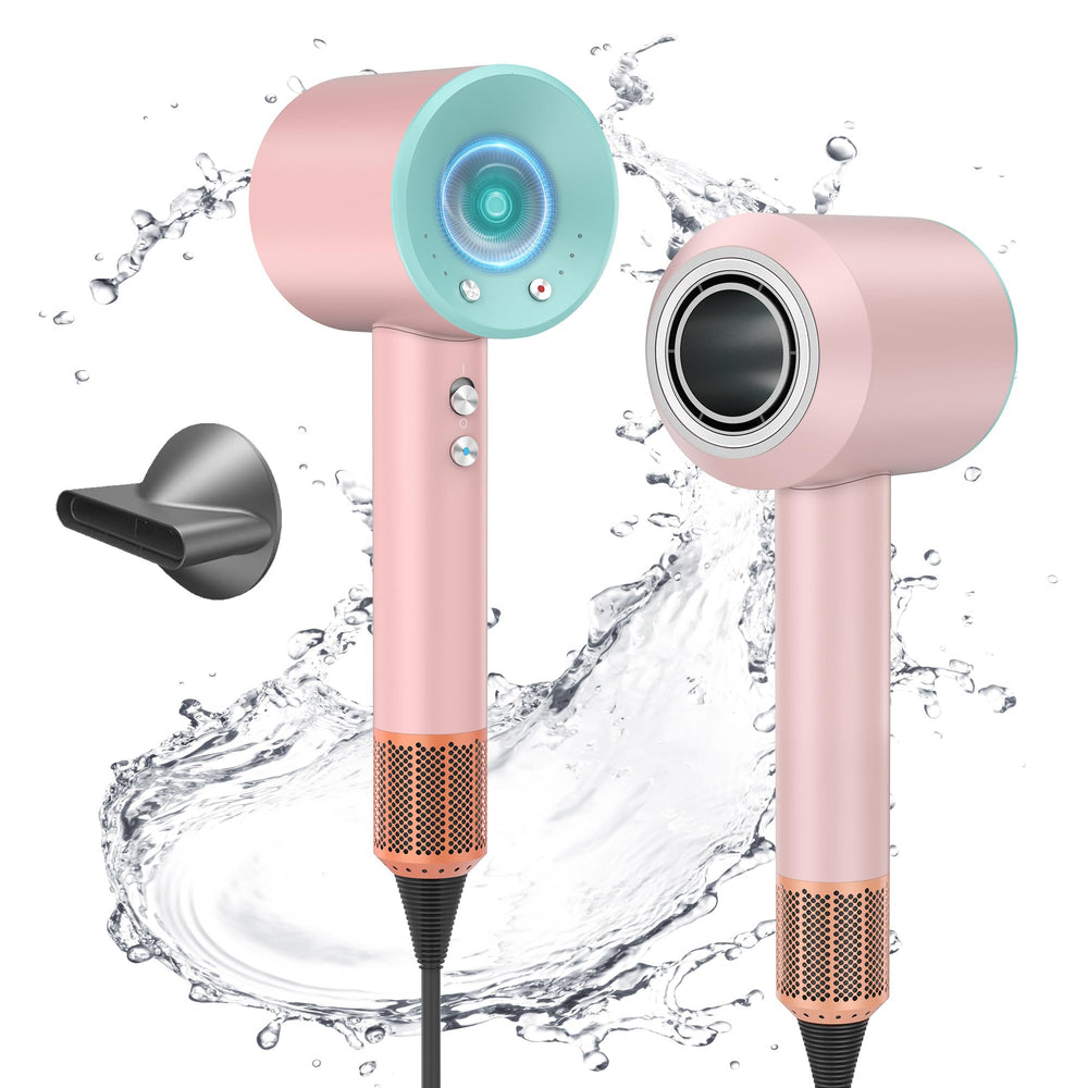 VASULER 1600W hair dryer front view in blue-pink finish for on-the-go styling