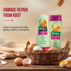 Vatika Naturals Egg Protein Conditioner on shelf highlighting natural care