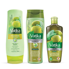 Vatika Naturals Olive Shampoo bottle with creamy lather for nourished hair