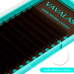 VAVALASH dark brown lash extensions 0.03 with C curl for softer lift.