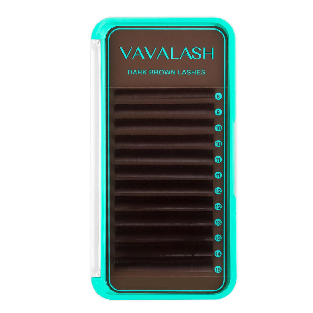 VAVALASH dark brown lash extensions 0.03 with D curl for natural-looking volume.