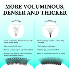 Handmade VAVALASH premade fans with thin bases for precise grafting.