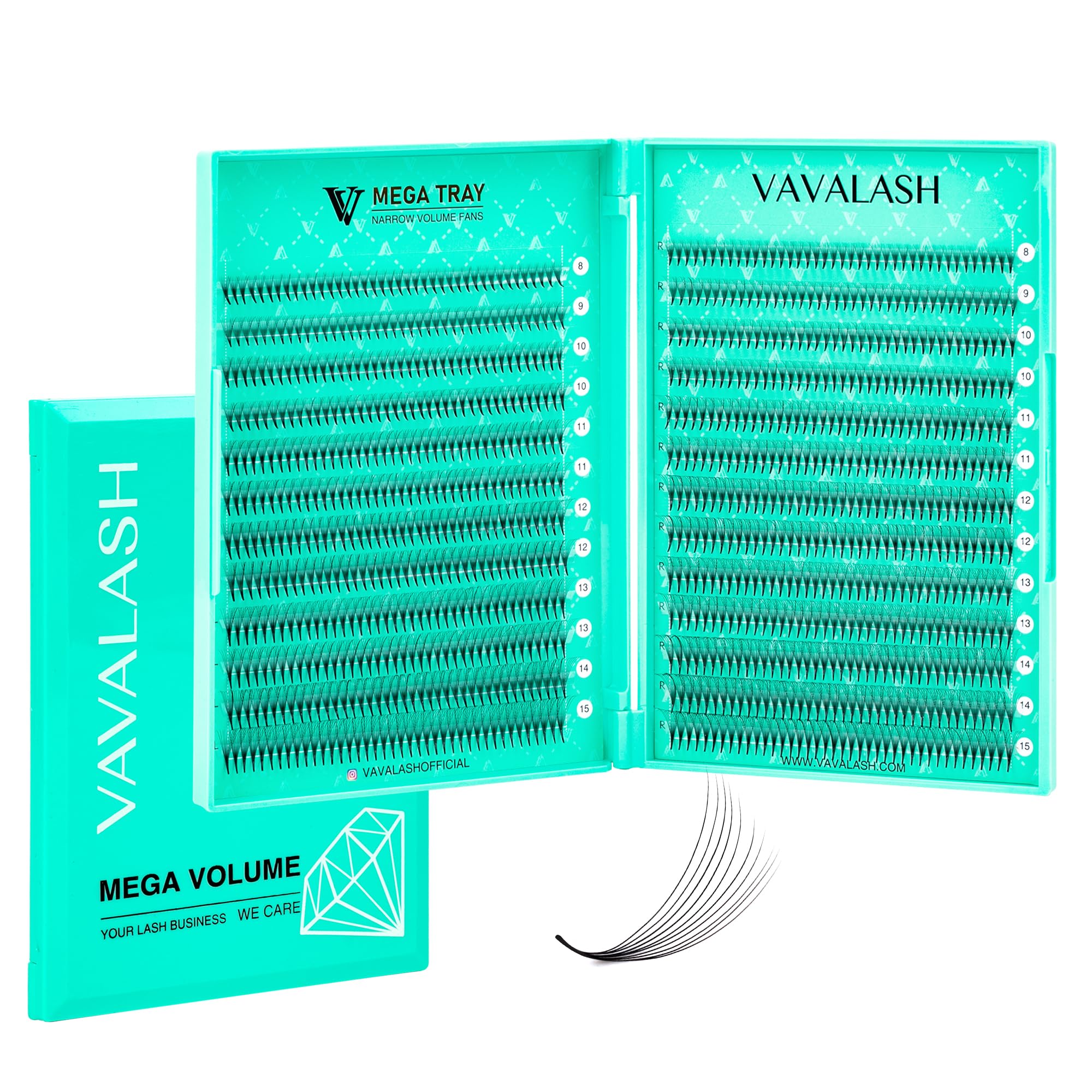 VAVALASH premade fans mixed densities close-up for dramatic volume