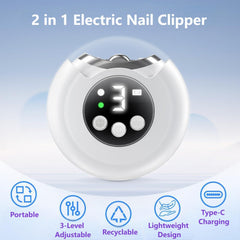 VBXBKC nail clipper with LED display showing speed levels