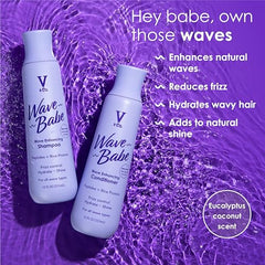 Applying V&Co Wave Babe conditioner to detangle and soften wavy hair.